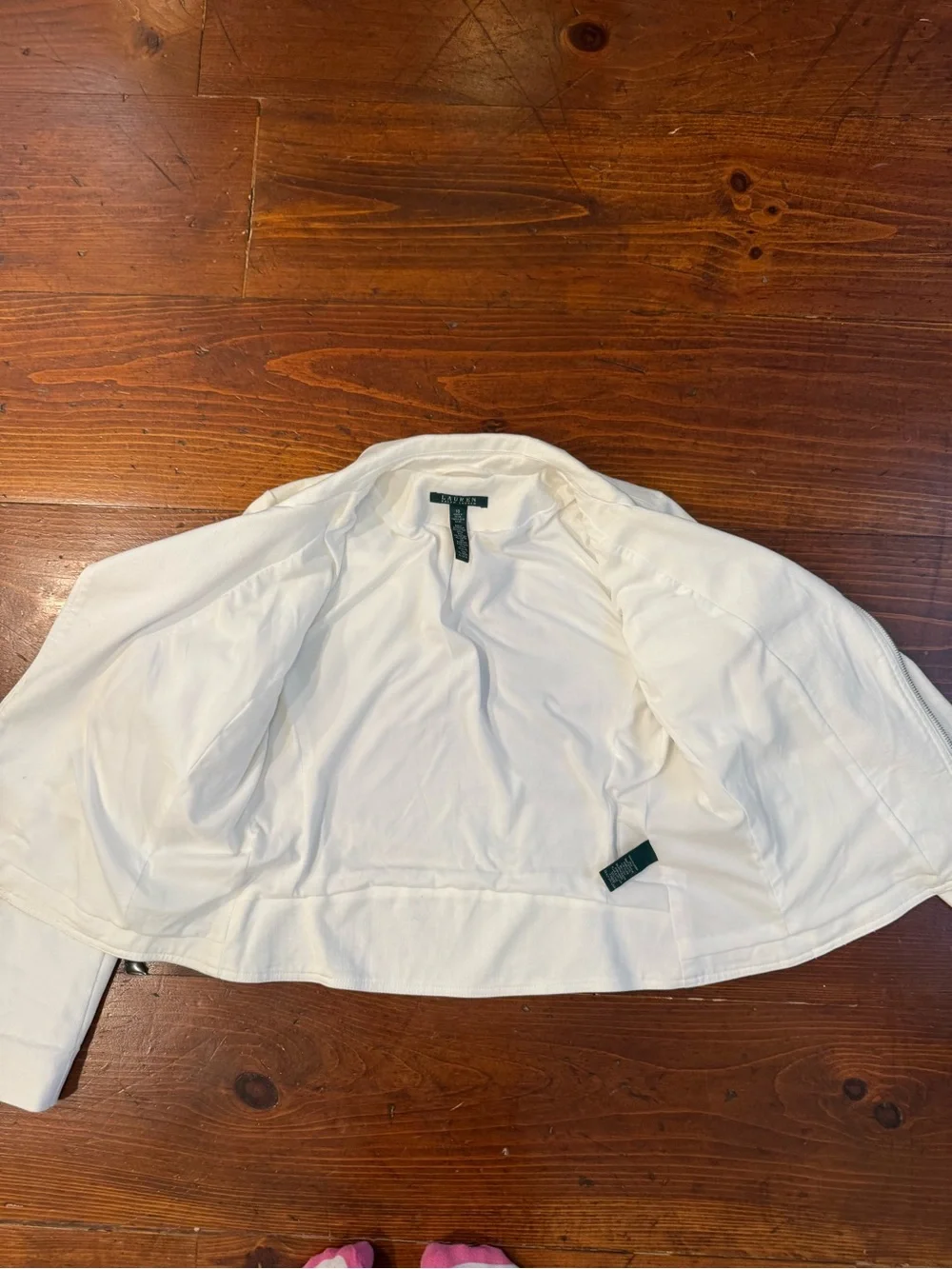 Ralph Lauren White Denim Moto Jacket. Size 10 - Picture 10 of 11